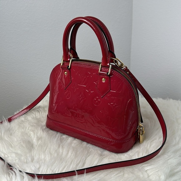 💯Authentic Louis Vuitton Alma BB bag in red monogram vernis leather🍀 - Picture 11 of 14
